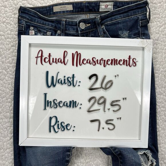 AG Adriano Goldschmied Jeans The Stilt Cigarette Leg Women’s 26R Distressed - Picture 15 of 15